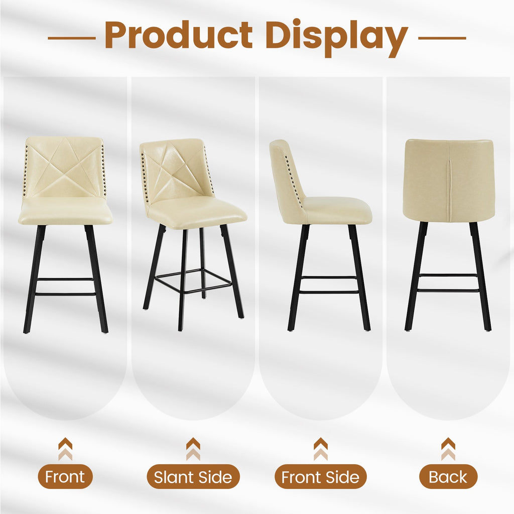 Firmoz Modern Star Bar Stools Set of 2/3/4 with PU and Cracked Leather Upholstery