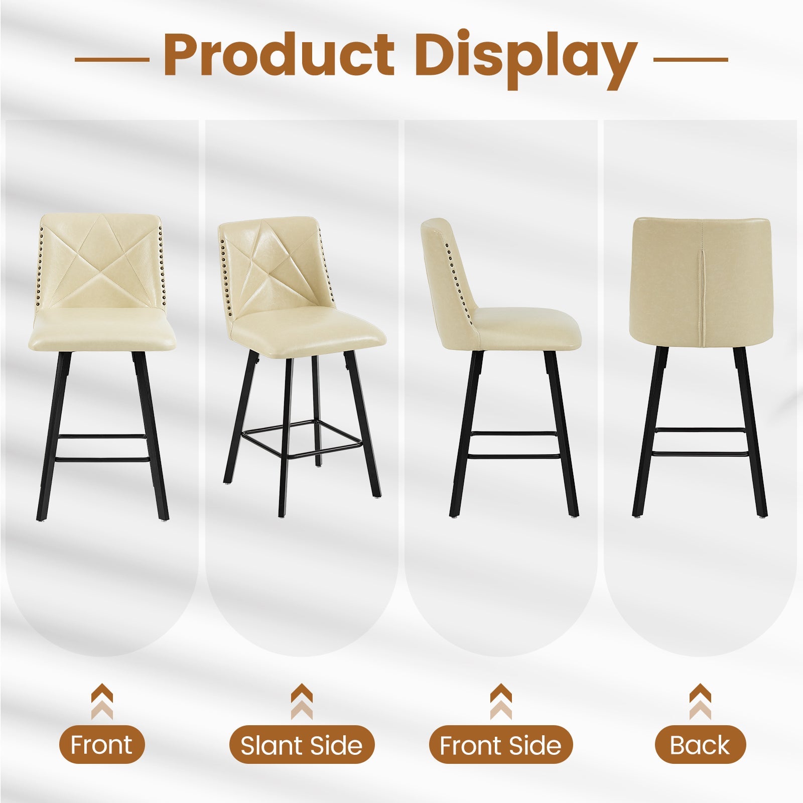 Firmoz Modern Star Bar Stools Set of 2/3/4 with PU and Cracked Leather Upholstery