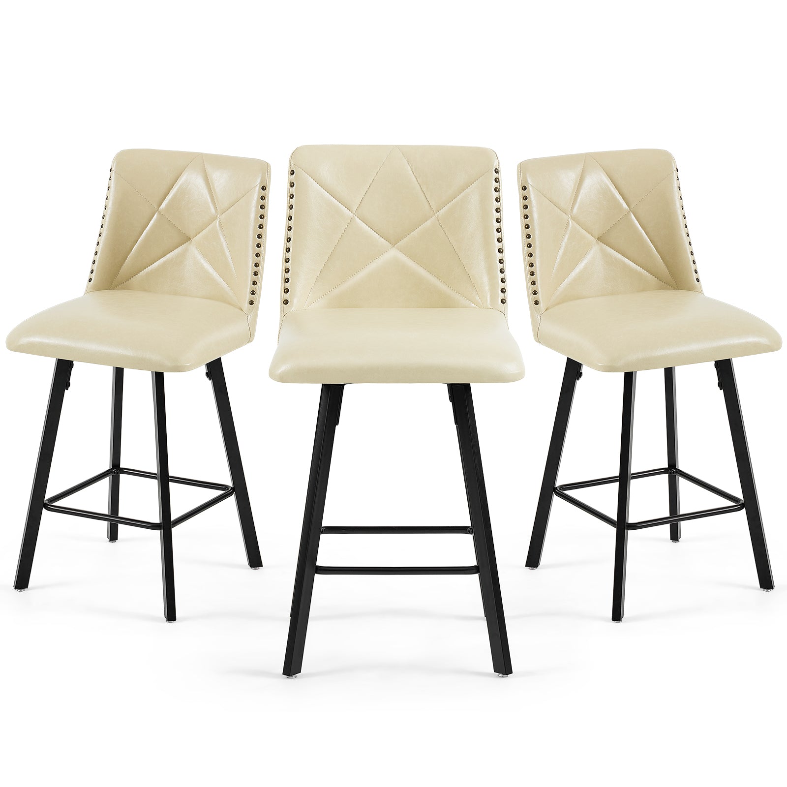 Firmoz Modern Star Bar Stools Set of 2/3/4 with PU and Cracked Leather Upholstery