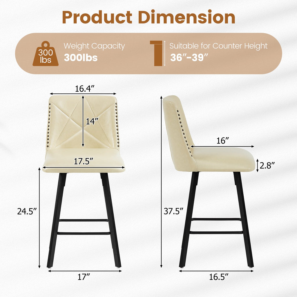 Firmoz Modern Star Bar Stools Set of 2/3/4 with PU and Cracked Leather Upholstery