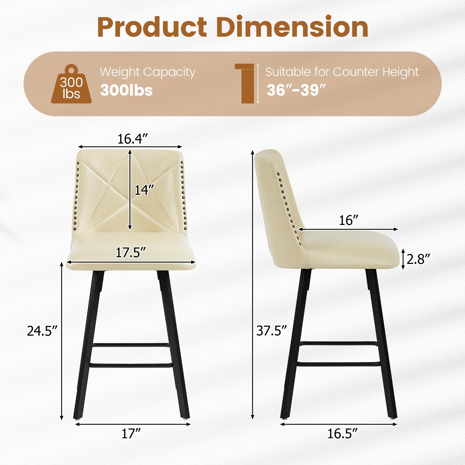 Firmoz Modern Star Bar Stools Set of 2/3/4 with PU and Cracked Leather Upholstery