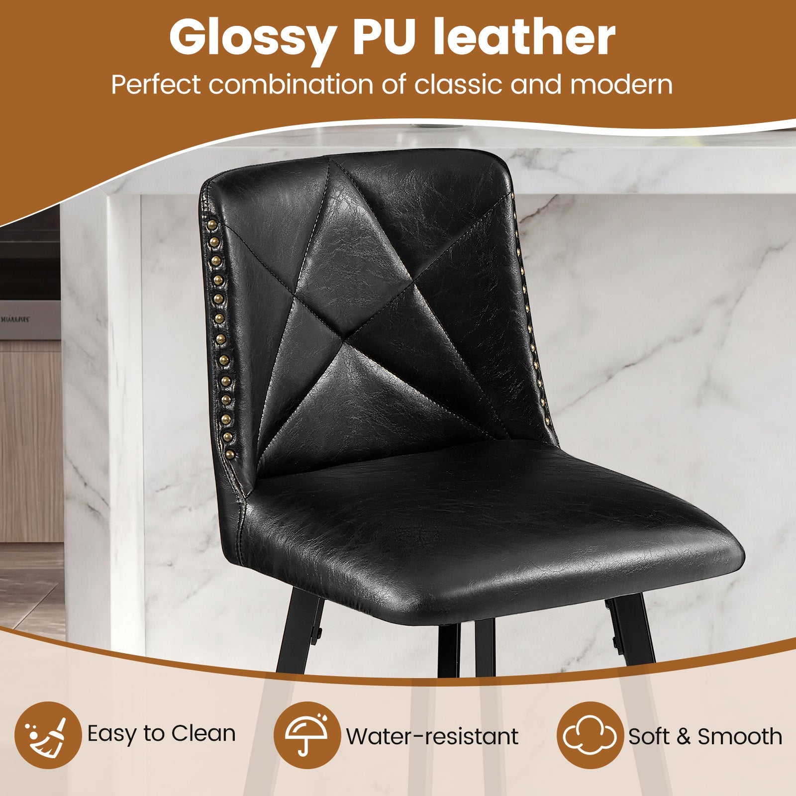 Firmoz Modern Star Bar Stools Set of 2/3/4 with PU and Cracked Leather Upholstery