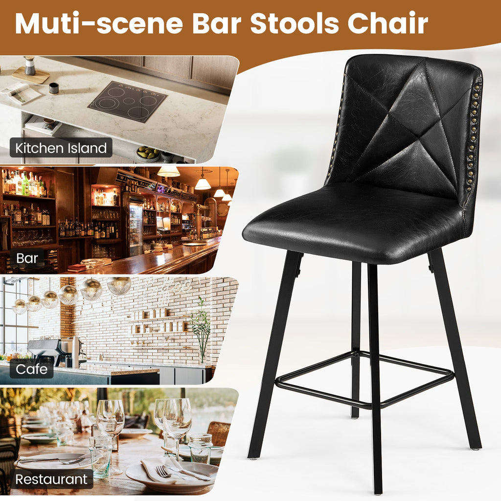 Firmoz Modern Star Bar Stools Set of 2/3/4 with PU and Cracked Leather Upholstery