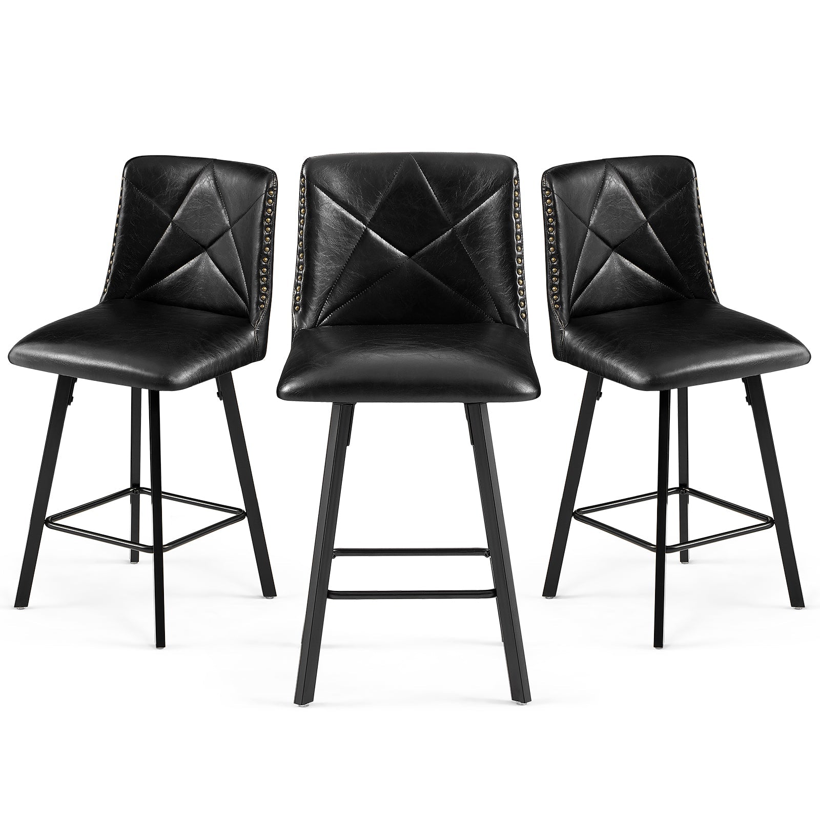 Firmoz Modern Star Bar Stools Set of 2/3/4 with PU and Cracked Leather Upholstery