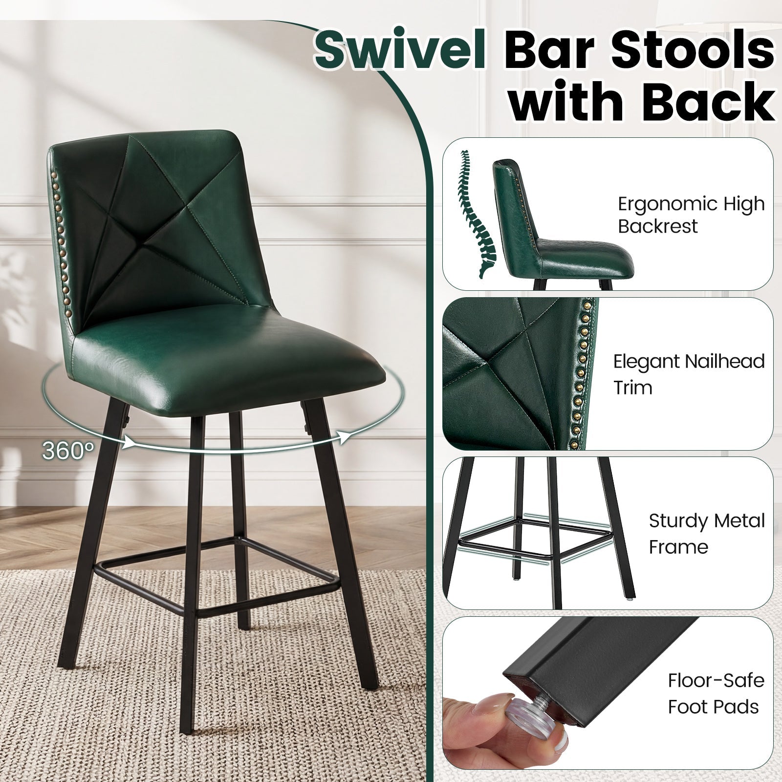 Firmoz Modern Star Bar Stools Set of 2/3/4 with PU and Cracked Leather Upholstery
