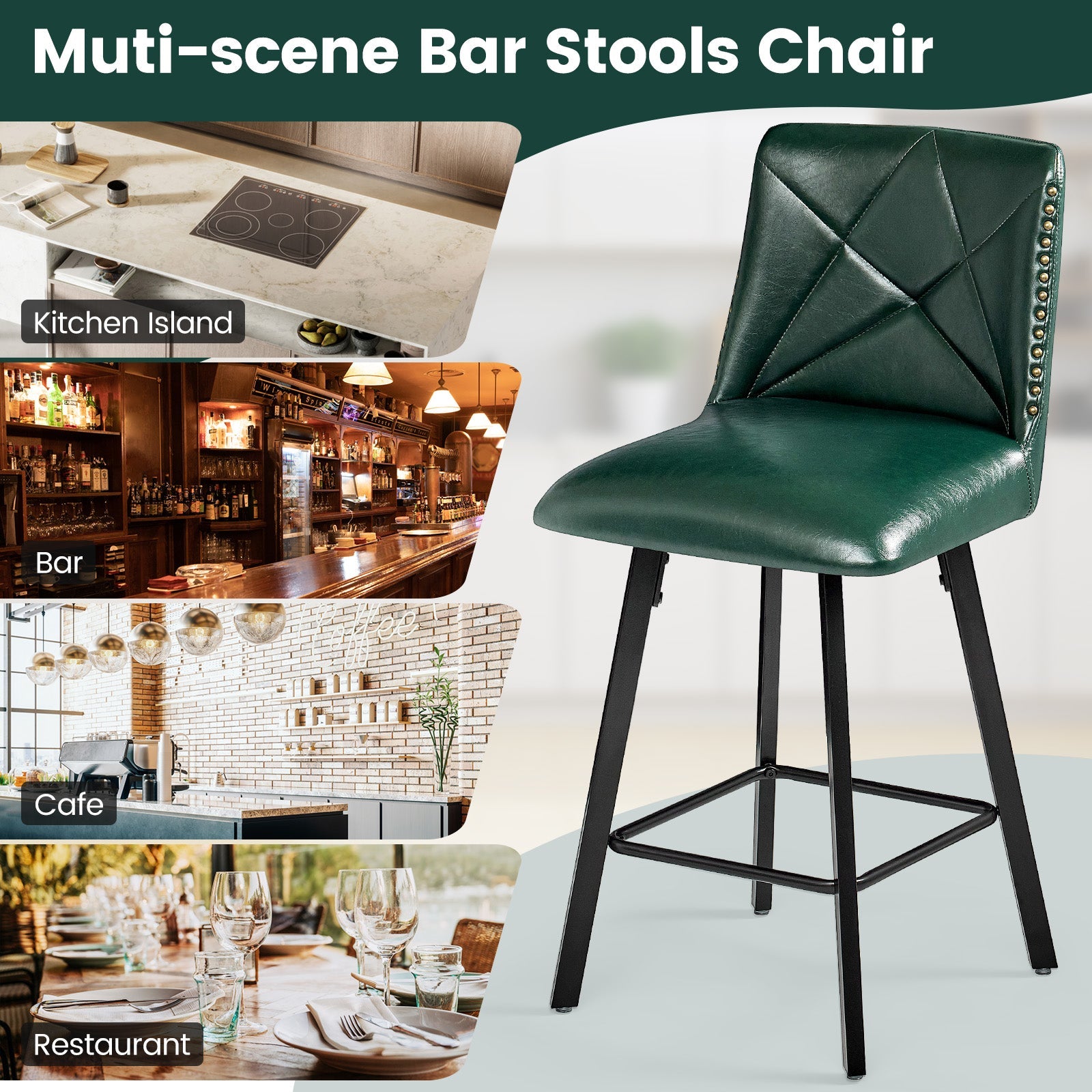 Firmoz Modern Star Bar Stools Set of 2/3/4 with PU and Cracked Leather Upholstery