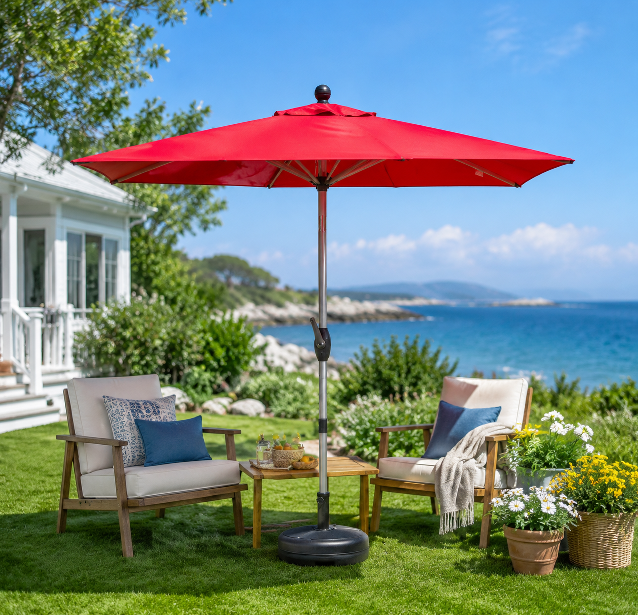10ft Rectangle Patio Umbrella with Crank Lift and Tilt Function (Base Not Included)