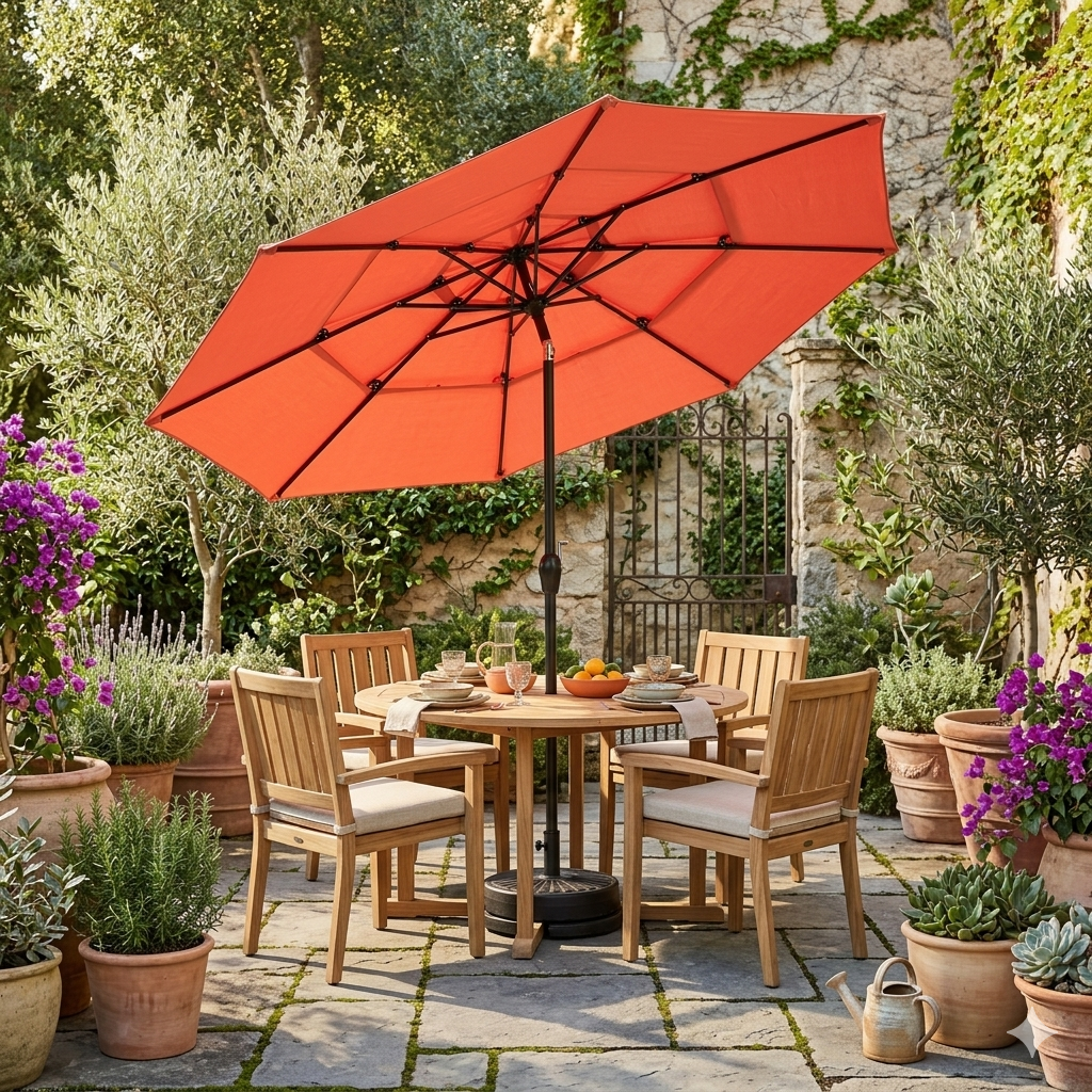 10ft 3-Tier Aluminium Patio Umbrella with Auto-Tilt (No Base)