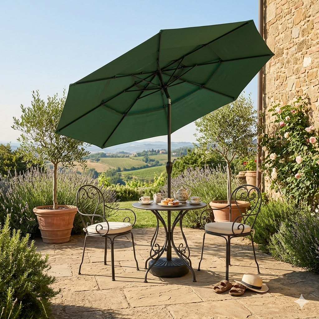 10ft 3-Tier Aluminium Patio Umbrella with Auto-Tilt (No Base)