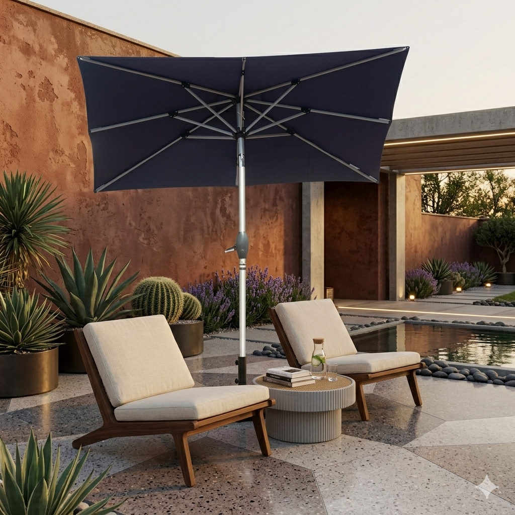 10ft Rectangle Patio Umbrella with Crank Lift and Tilt Function (Base Not Included)