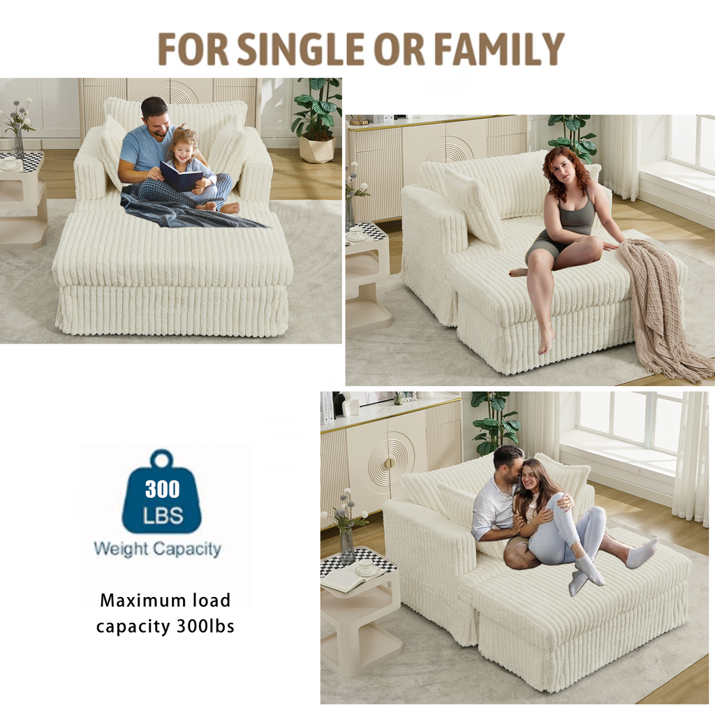 47.7'' Oversized Corduroy Chaise Longue with Ottoman