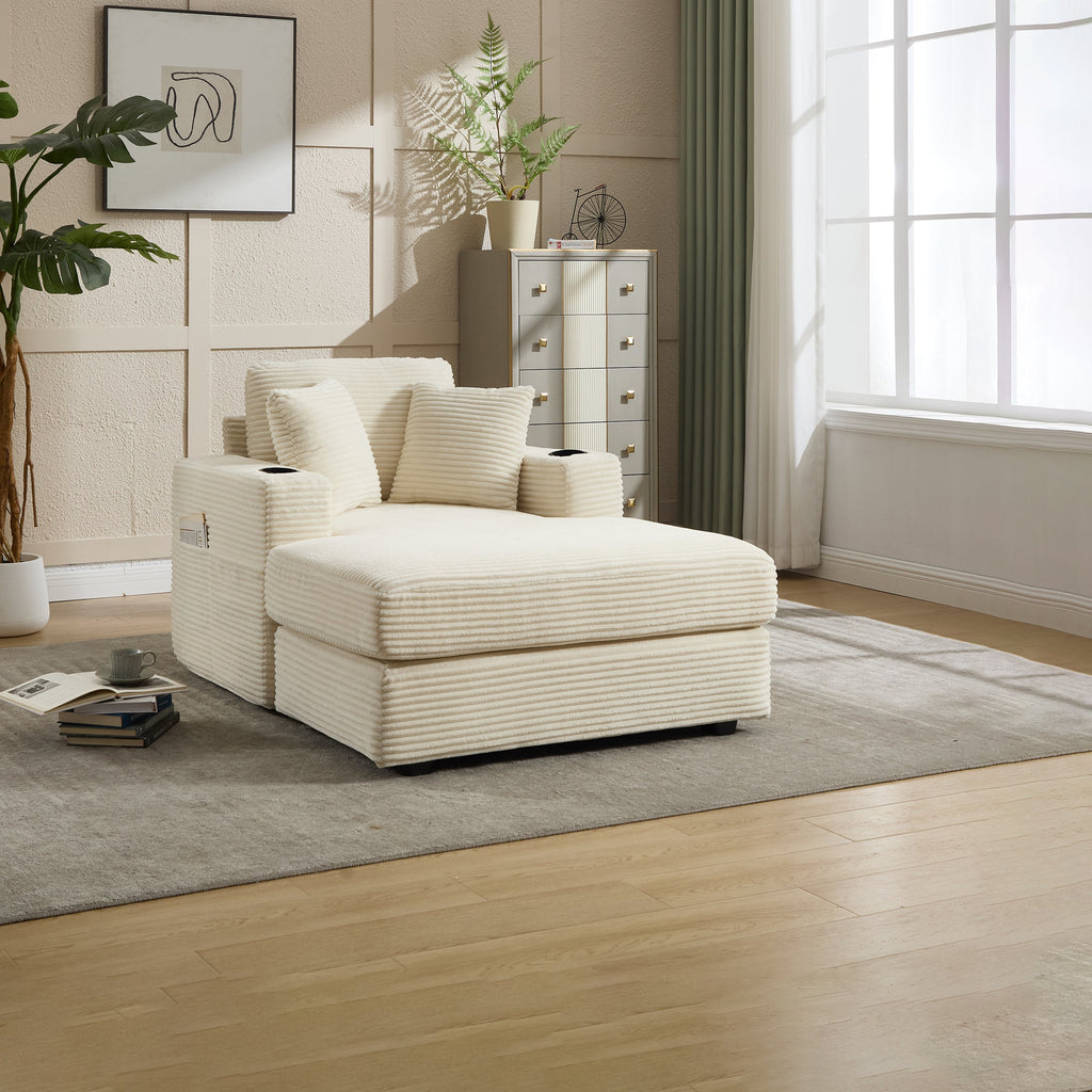 Corduroy Upholstered Chaise Lounge Sofa