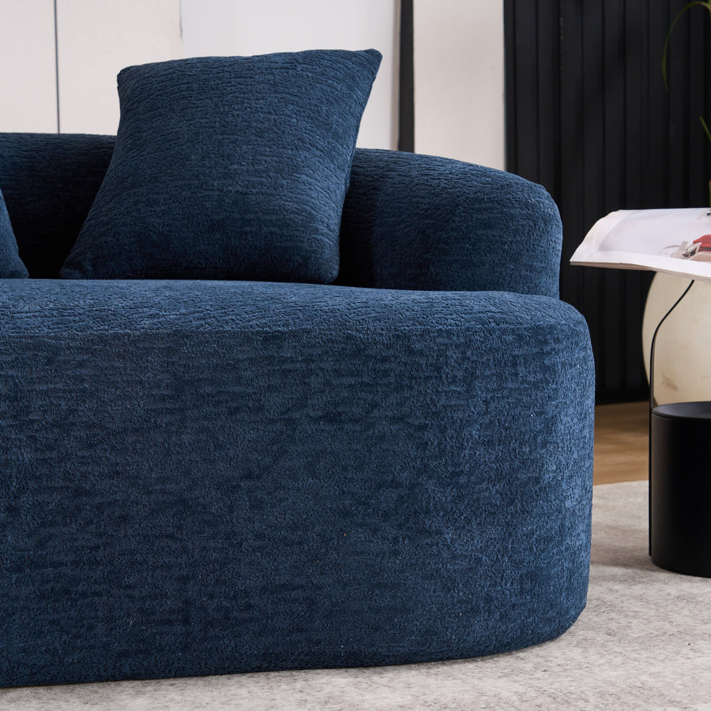 Loveseat Sofa with Wood Grain Chenille Fabric
