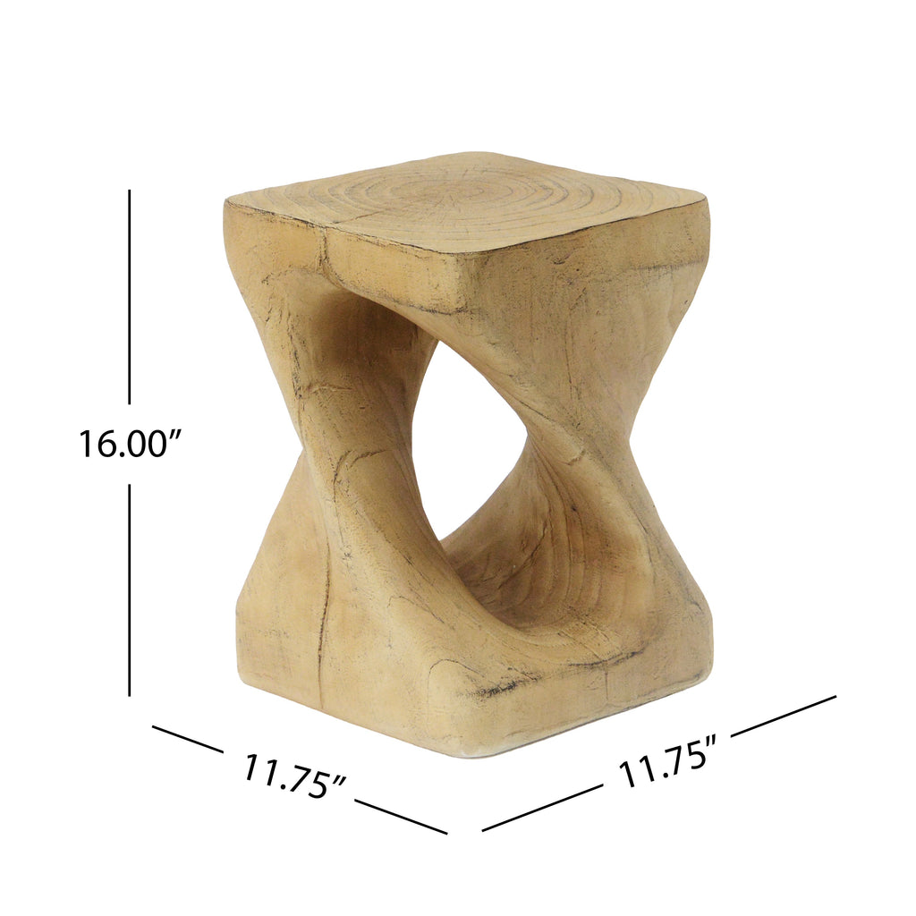 Twist Shape Side Table with Wood-like Texture