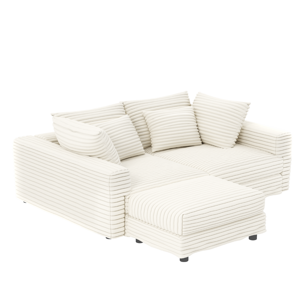 Modern 4 Seat Comfy Upholstered Sofa + Ottoman Option