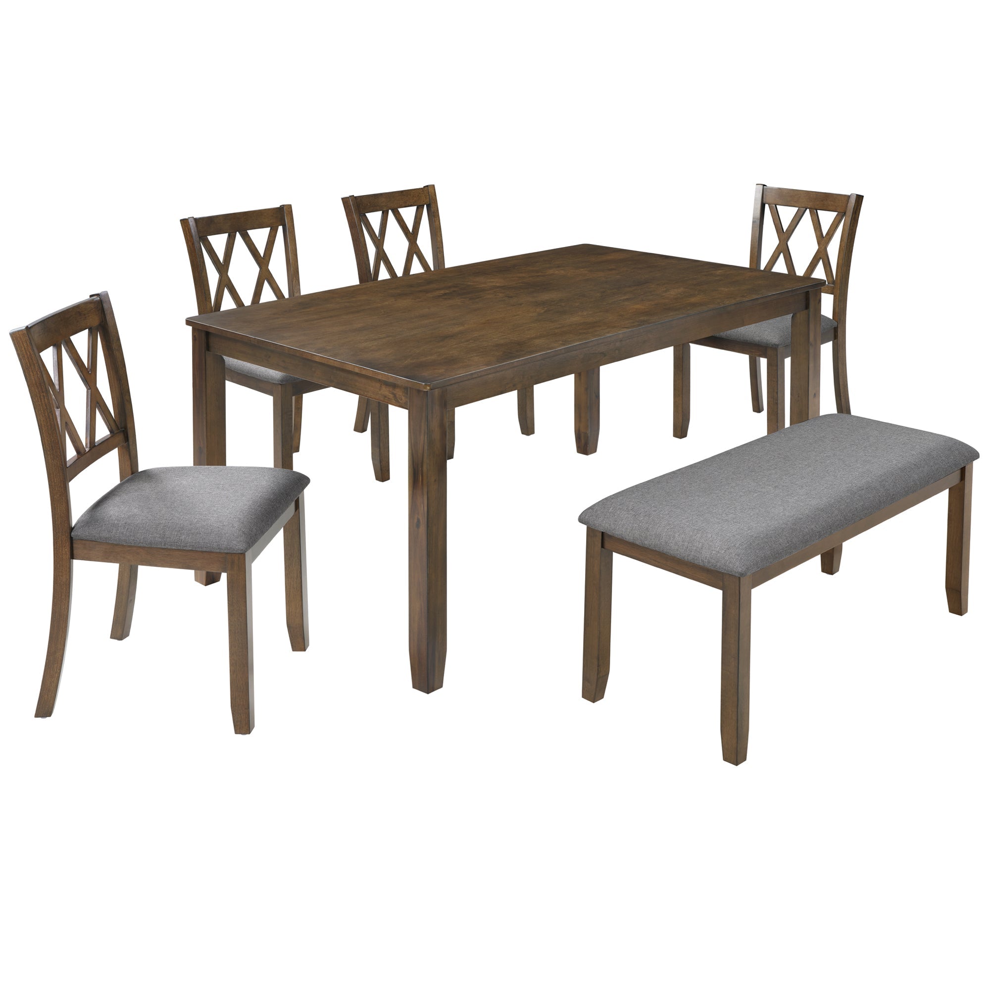 Elegant 6 Pieces Wooden Dining Table Set