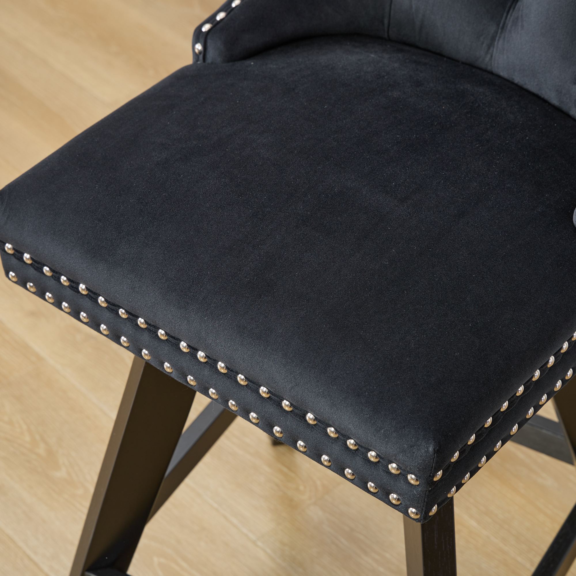 Swivel Velvet Barstools with Button Tufted Decoration (Set of 2)