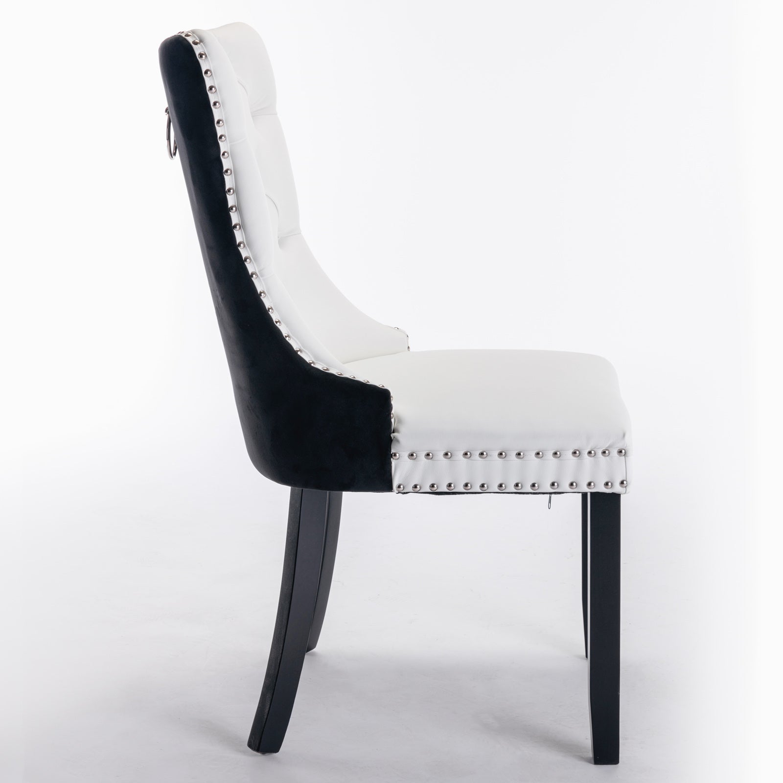 Tufted Solid Wood PU Upholstered Dining Chair with Wood Legs (Set of 2)