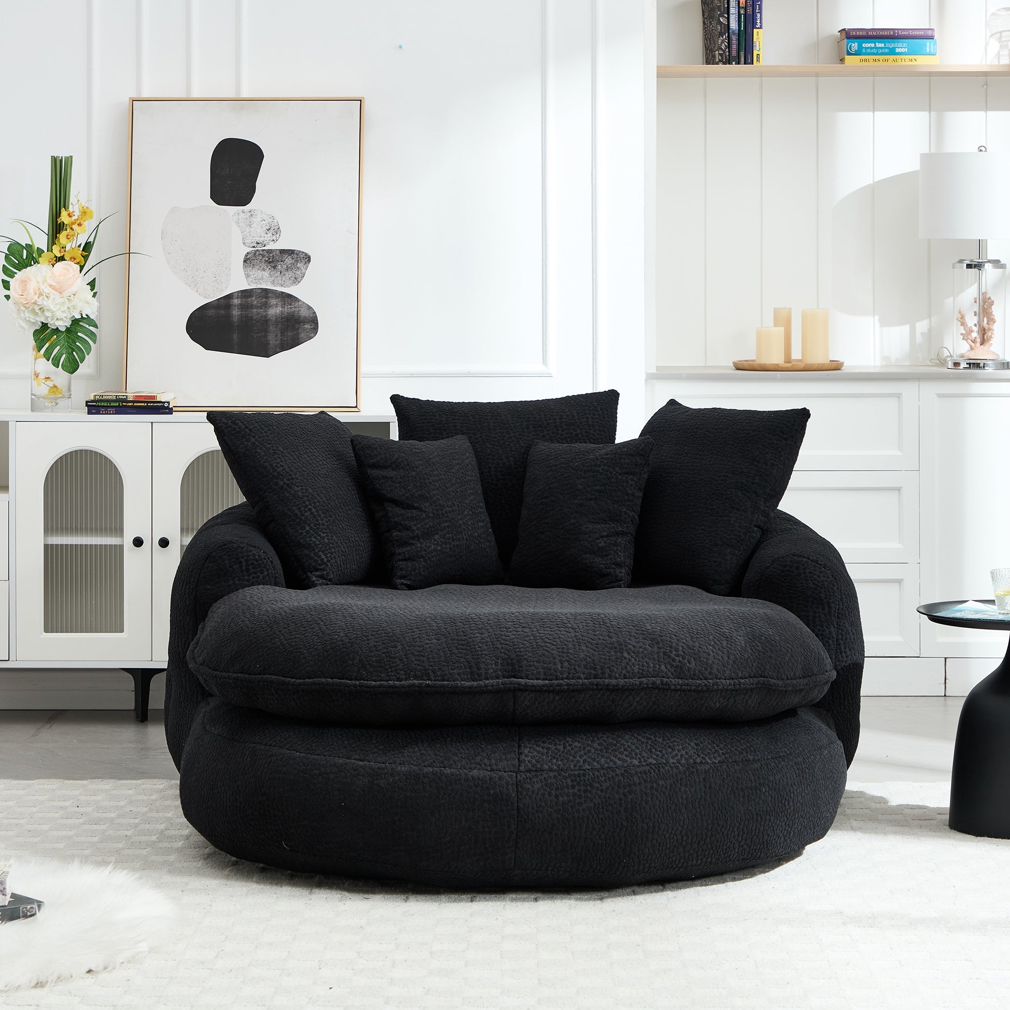 Oversized Oval Upholstered Bean Bag Sofa
