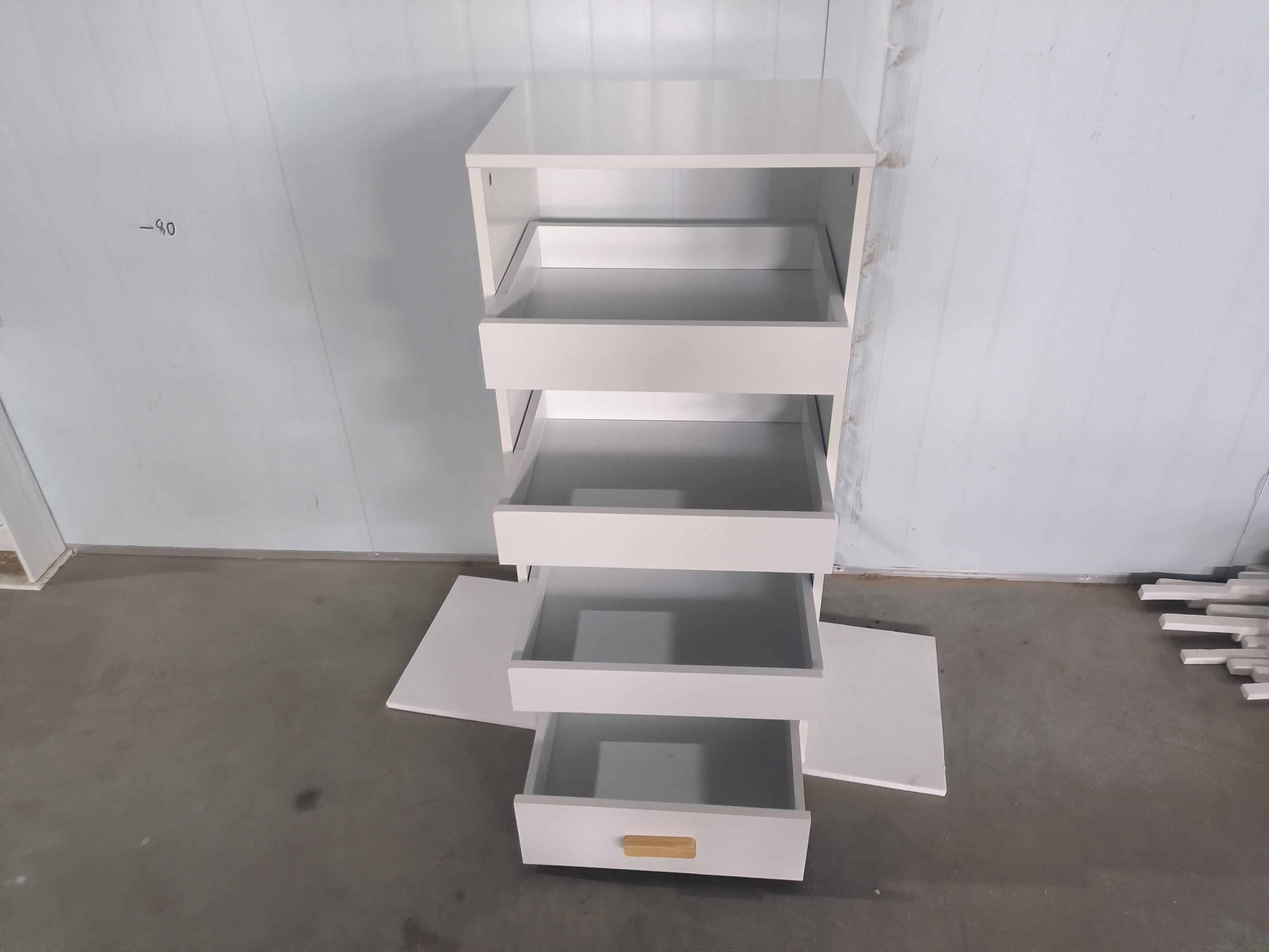 4-Tier Freestanding Bookshelf with 3 Sliding Drawers and 1 Bottom Drawer