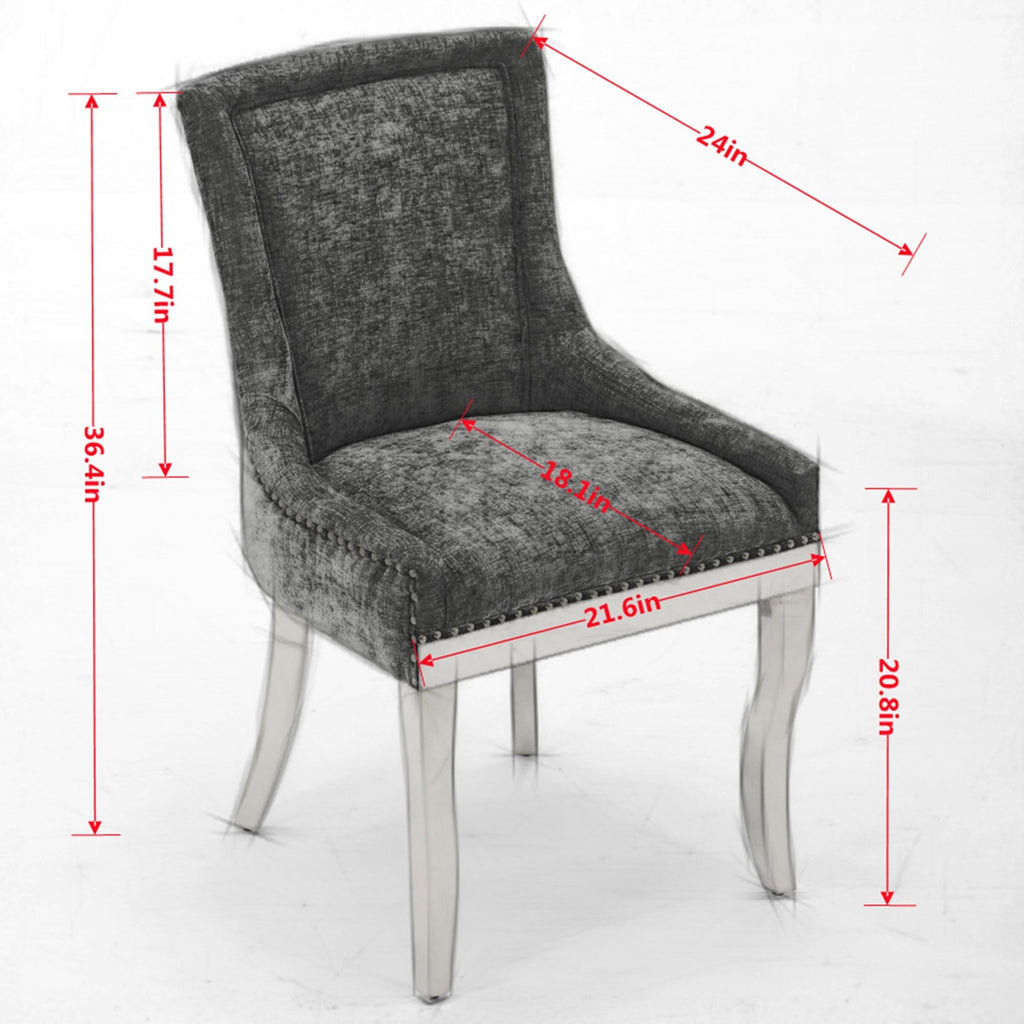 Modern Style Chenille Dining Chairs (Set of 2)