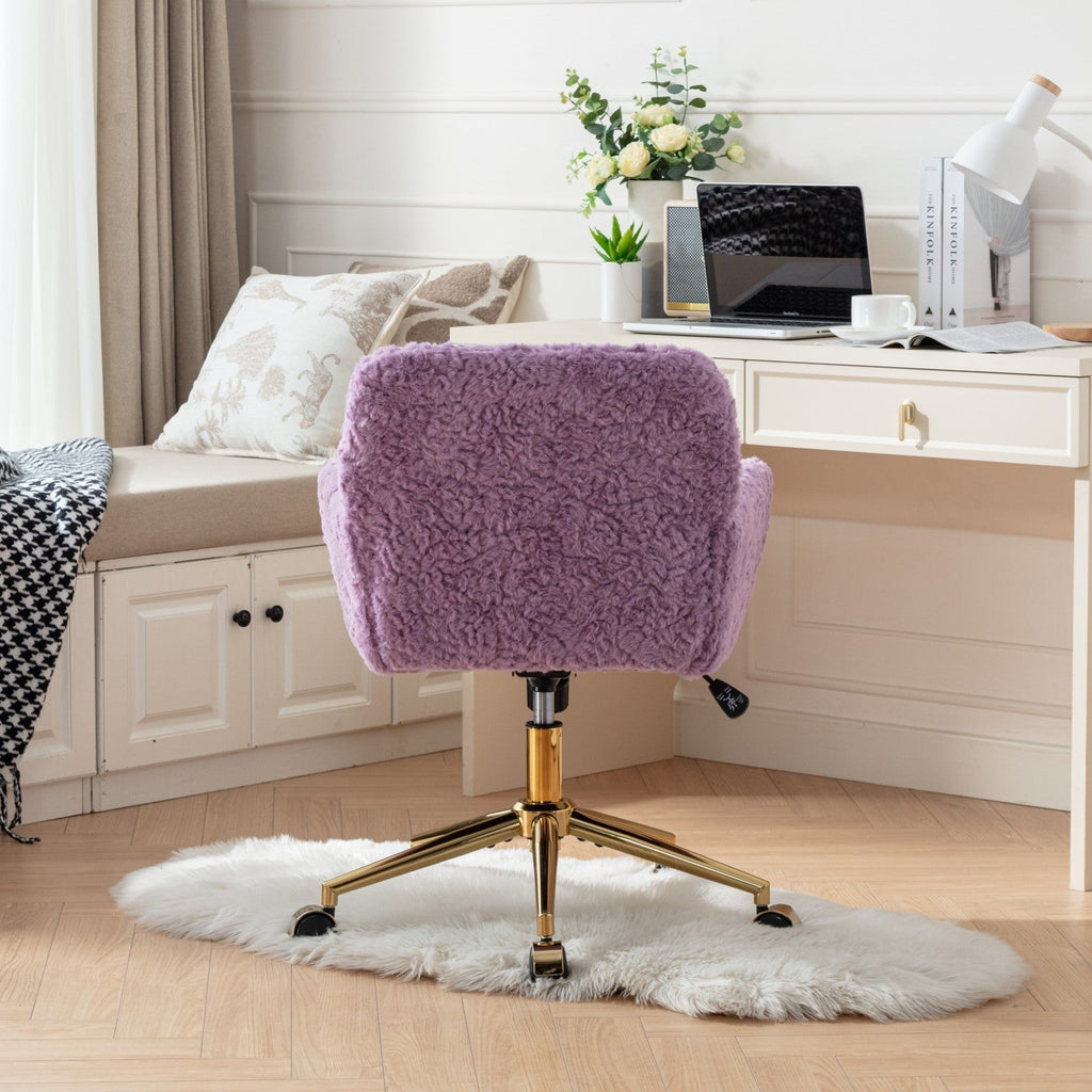 Violet Velve Home Office Chair with Golden Metal Base