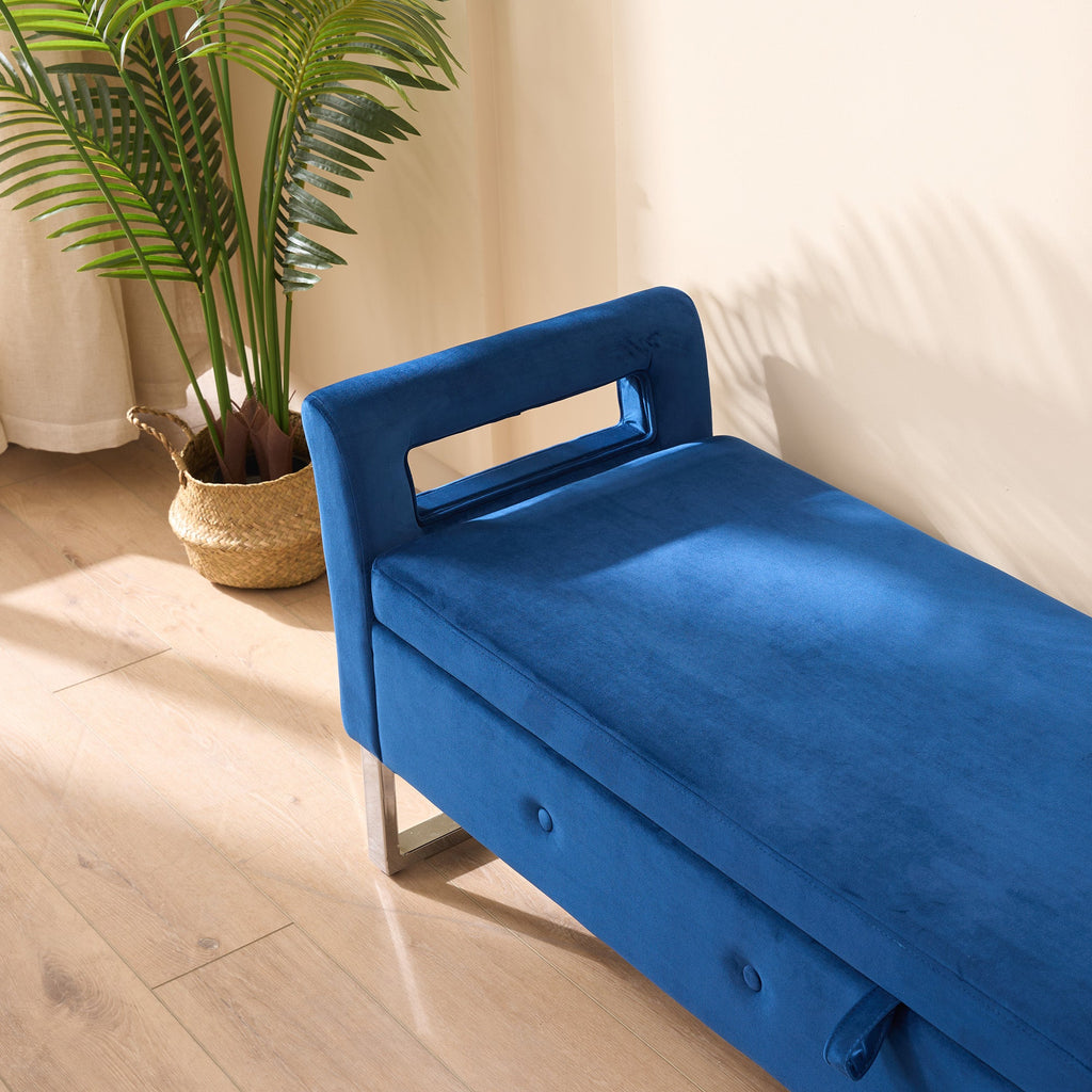 67.91' Wide Velvet Storage Soft Ottoman Bench with Armrests