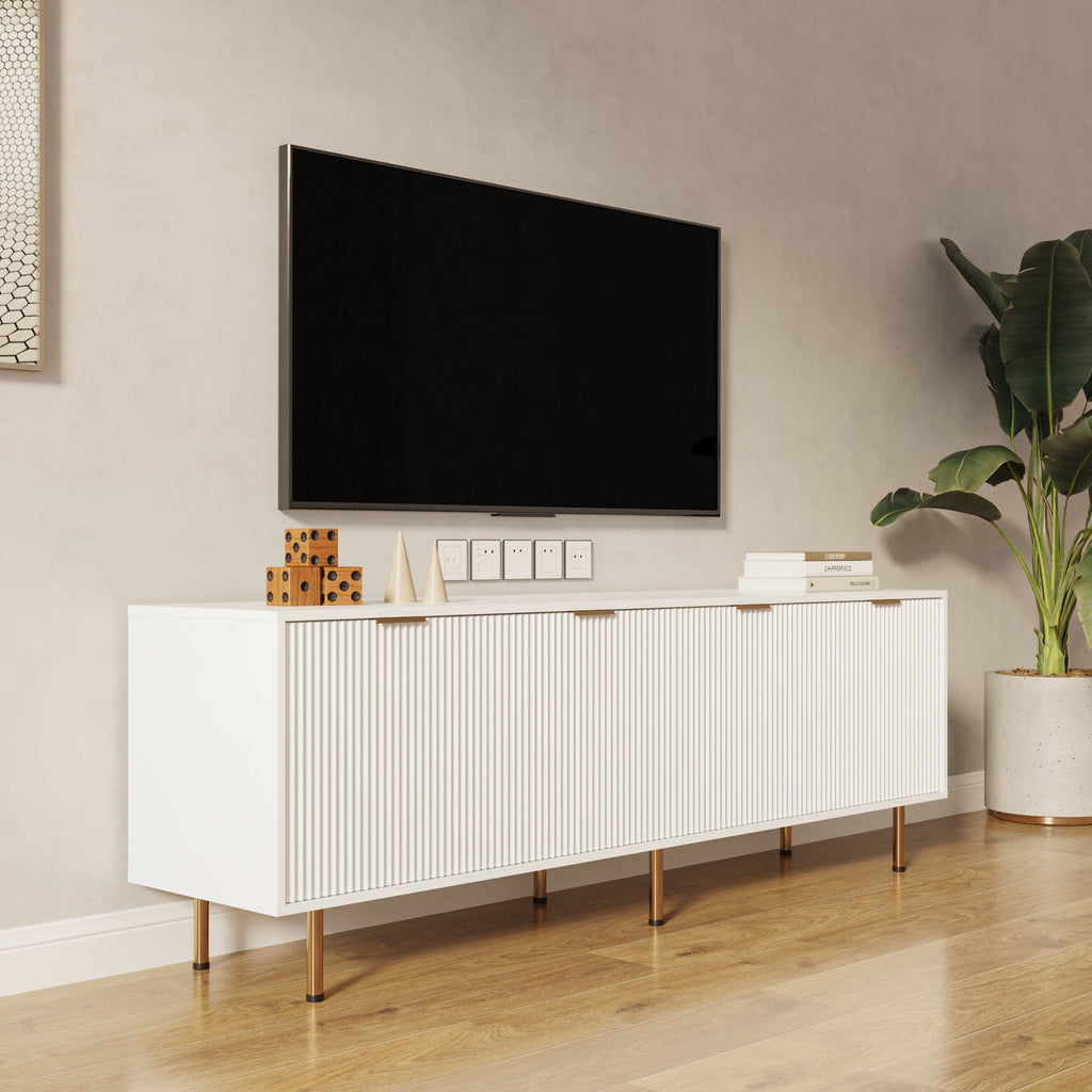 Modern Warm White TV Cabinet for 80 Inch TV Stands