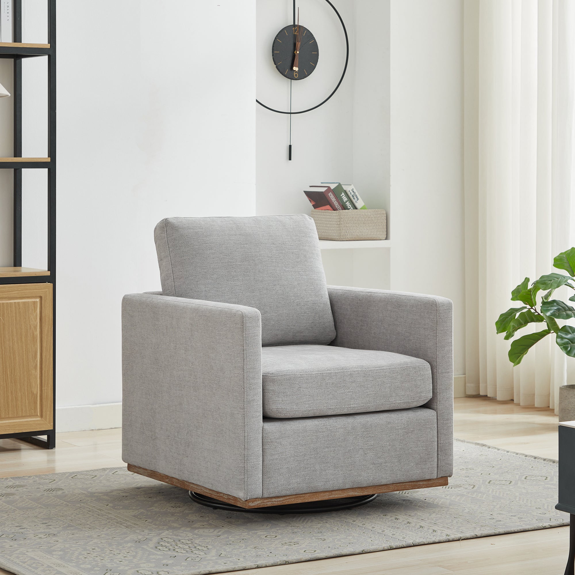 Modern Square Chenille Upholstered Swivel Accent Chair
