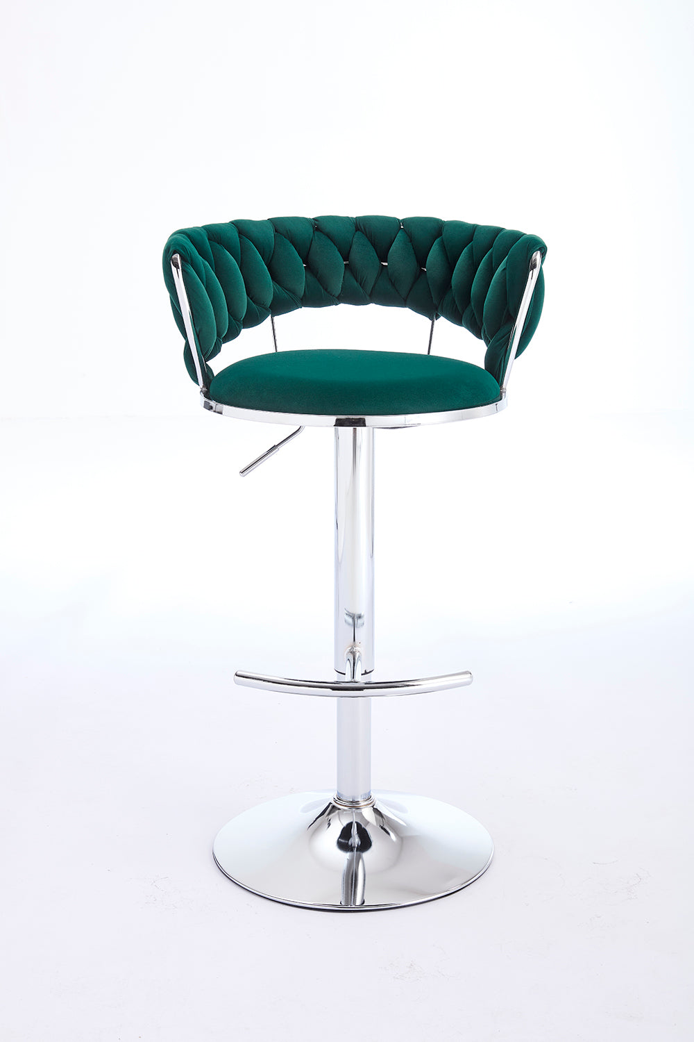 2PCS Metal Bar Stools with Chrome Footrest and Base