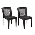 Outdoor Dining Chairs Set of Stackable UV Resistant Rattan Steel Frame Patio Garden