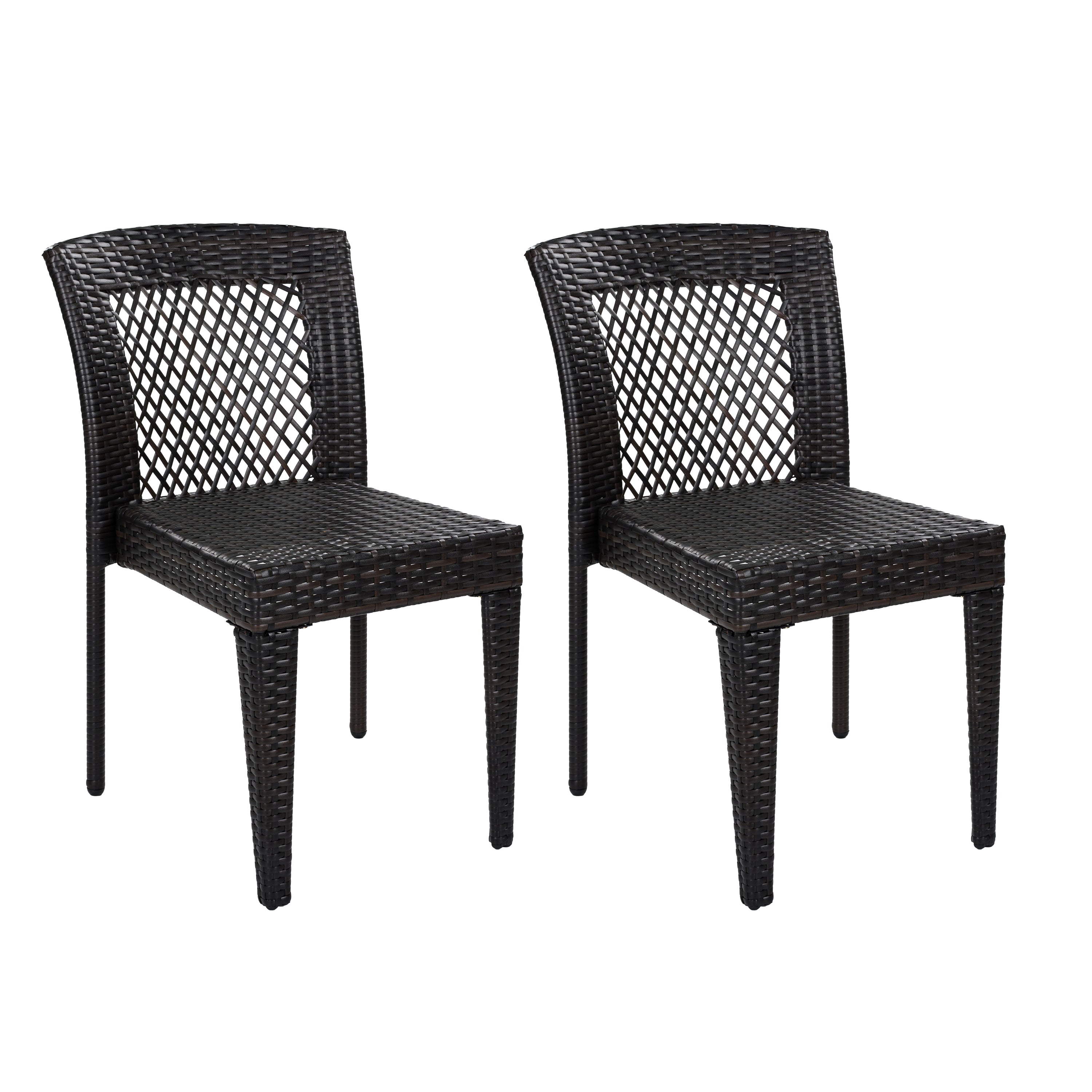Outdoor Dining Chairs Set of Stackable UV Resistant Rattan Steel Frame Patio Garden