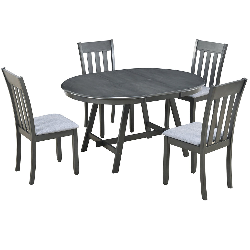 Modern Farmhouse 5-Piece Wood Dining Table Set