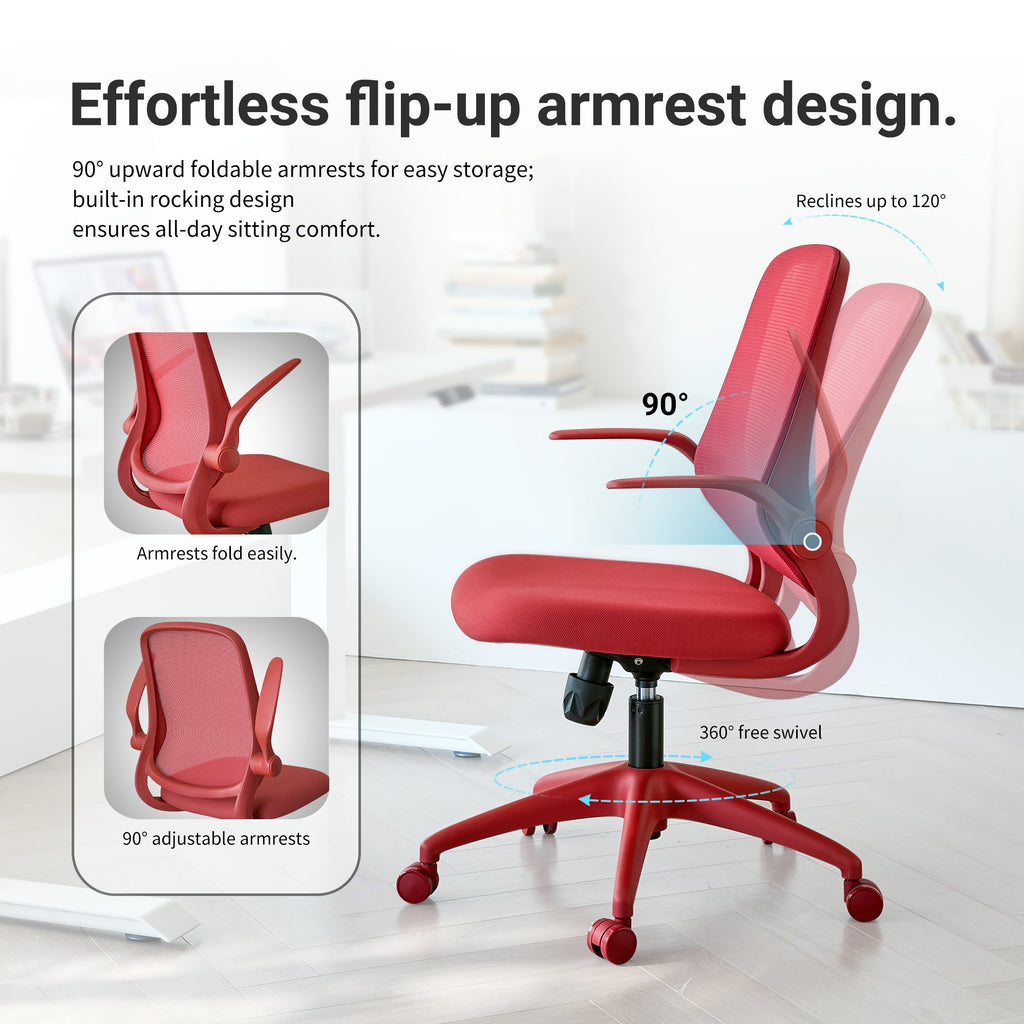 Colorful Ergonomic Office Chair with Flip-Up Armrests