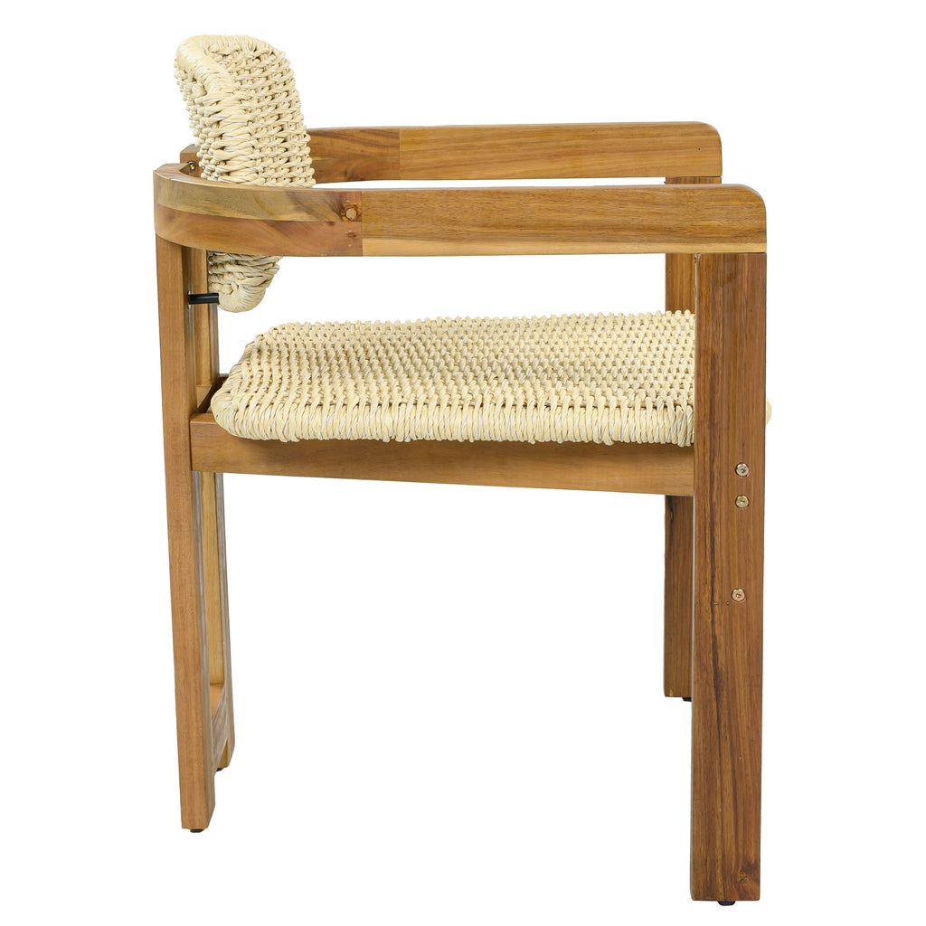 2-seat Woven Outdoor Chairs, Comfy Patio Seating with Elegant Teak Finish