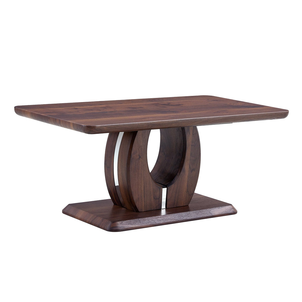 Modern Minimalist Walnut Dark Brown Rectangular Coffee Table