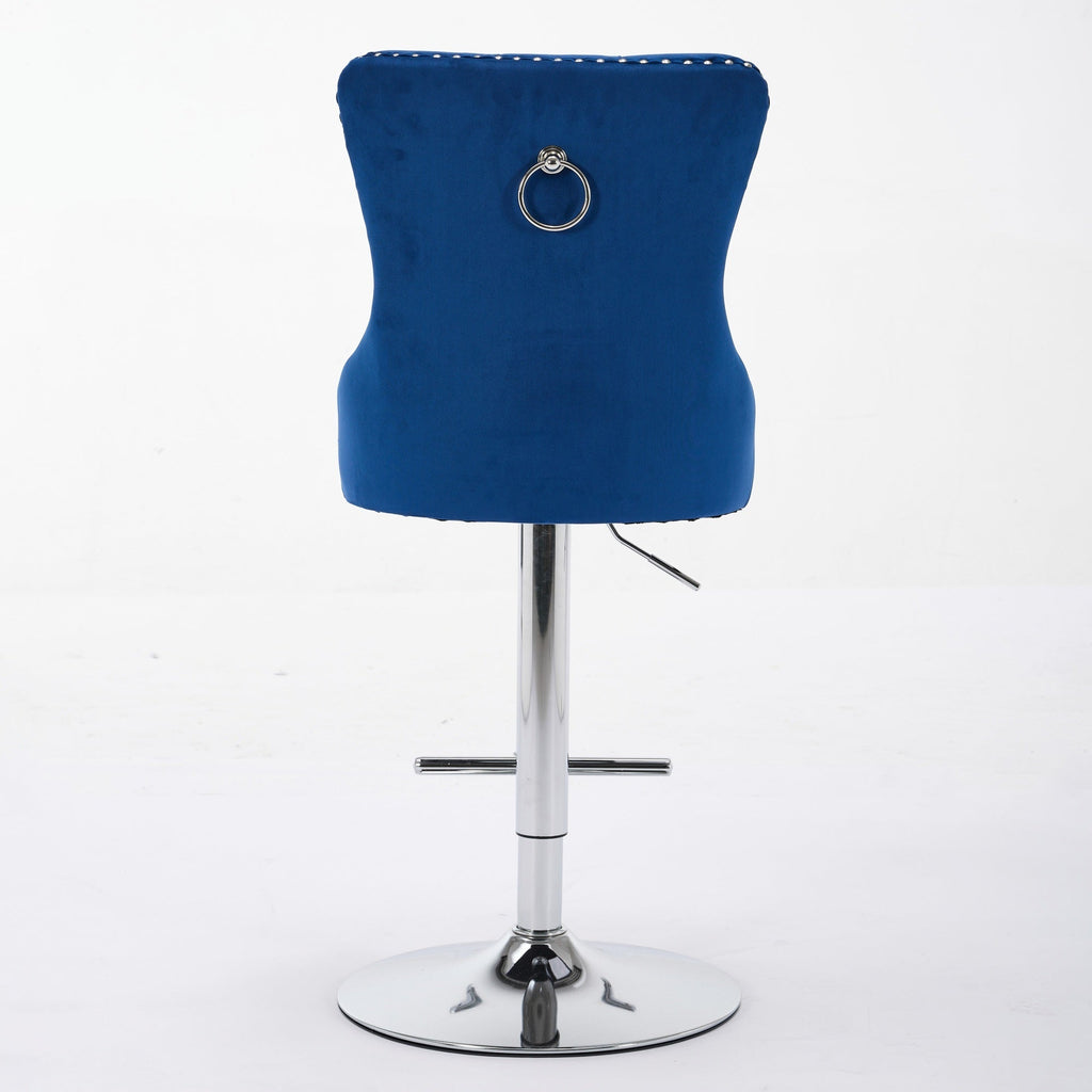 Modern Upholstered Swivel Velvet Barstools (Set of 2)