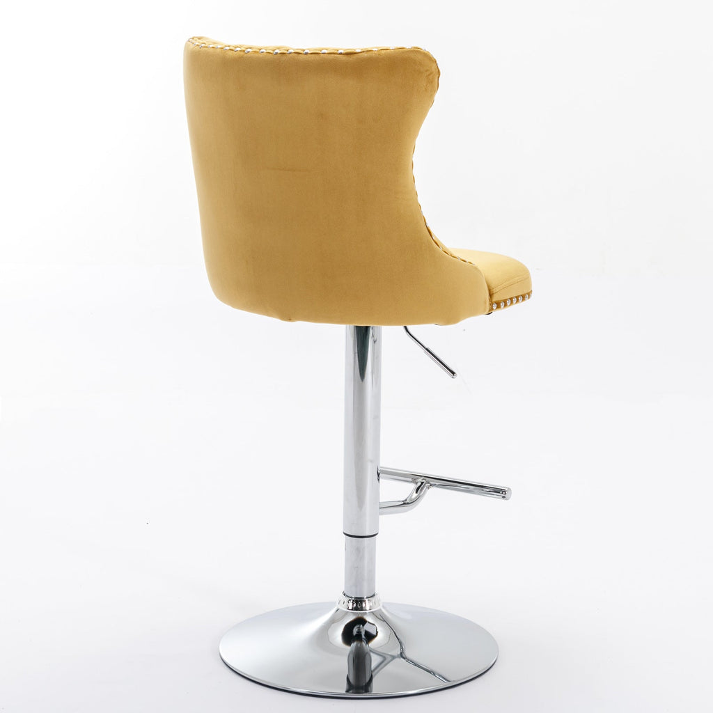 25-33 Inch Modern Velvet Swivel Barstools (Set of 2)