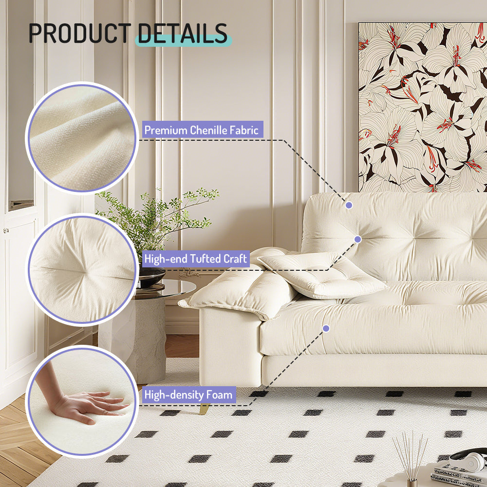 104.7 ' Modern 4-Seat Cloud Sofa with Wide Removable Armrests