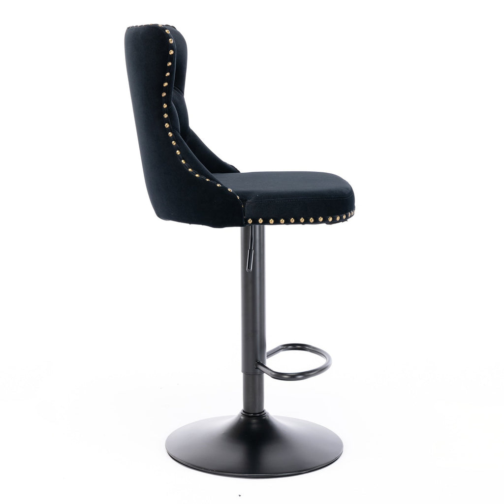 Modern Swivel Velvet Barstools Adjusatble Seat (Set of 2)