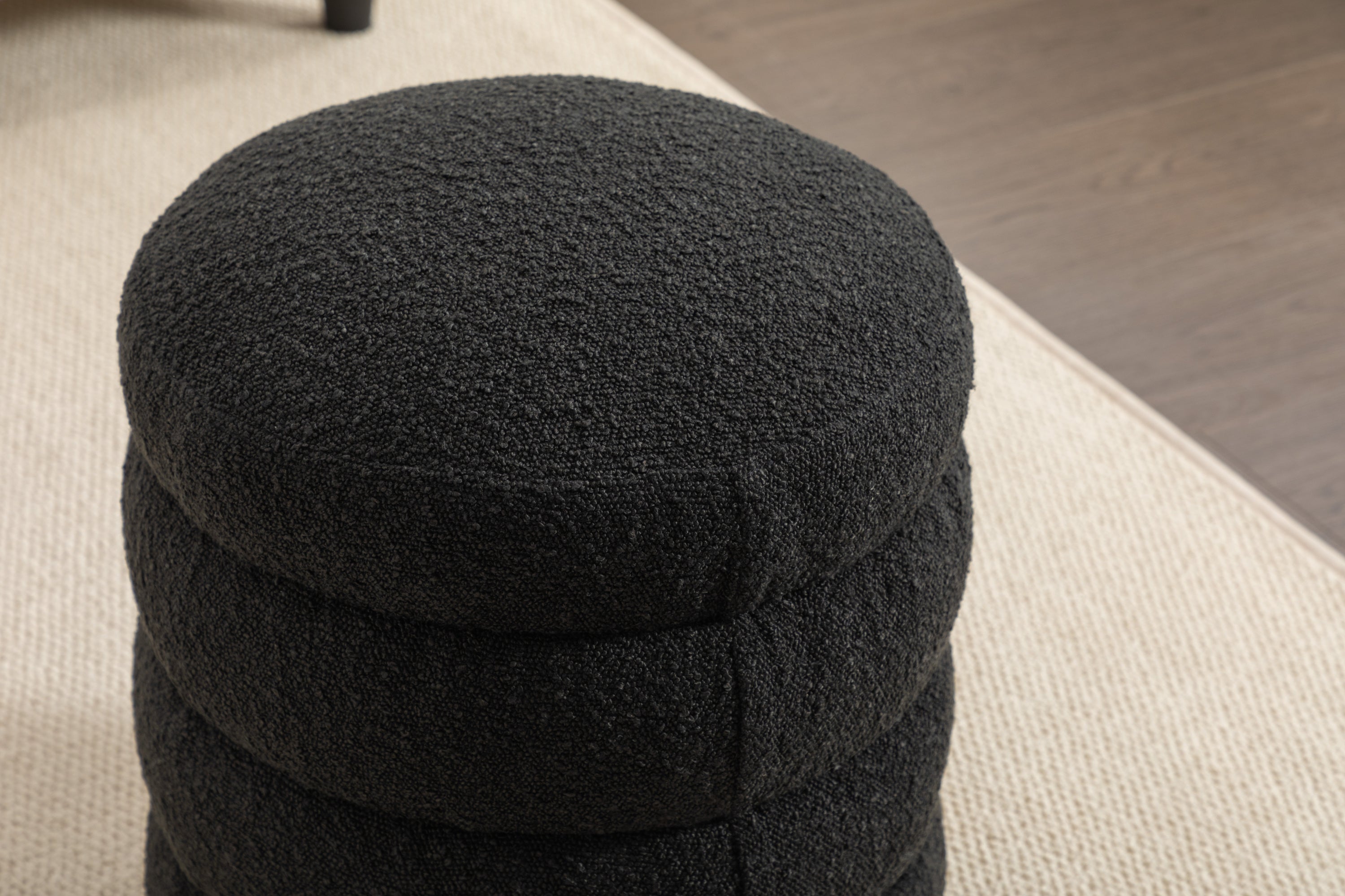 Boucle/Velvet Round Ottoman Footrest Stool