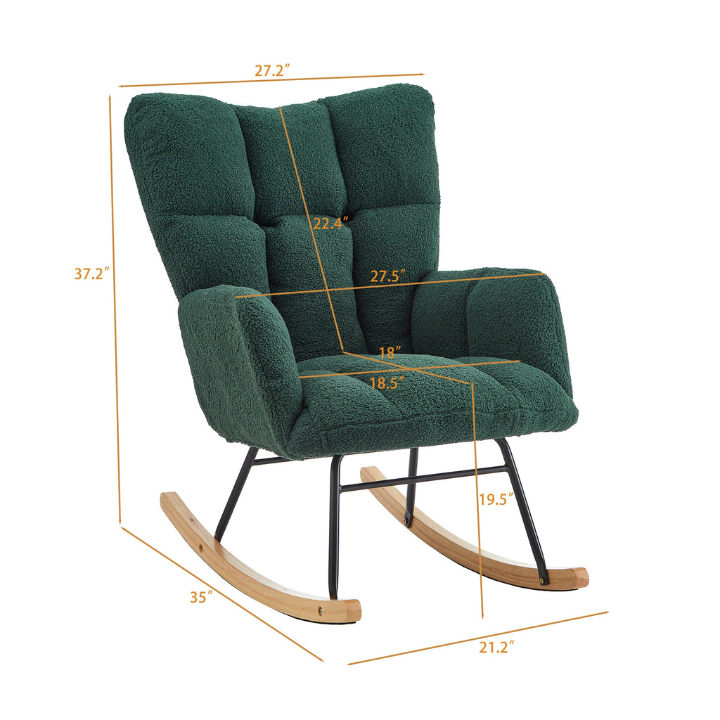 Tufted Upholstered Teddy Fabric Glider Rocking Chair