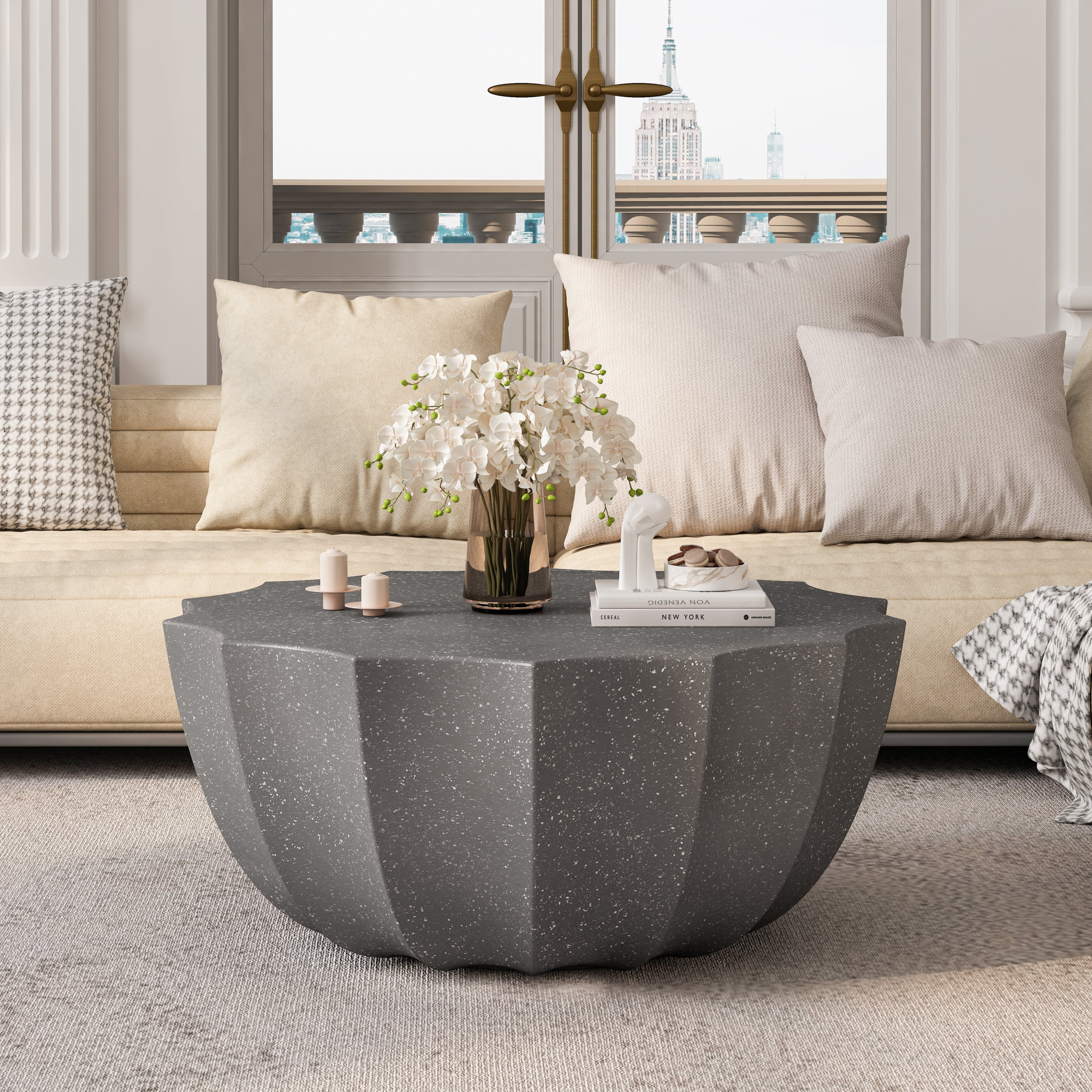 35.43' Modern Outdoor and Indoor Waterproof Coffee Table