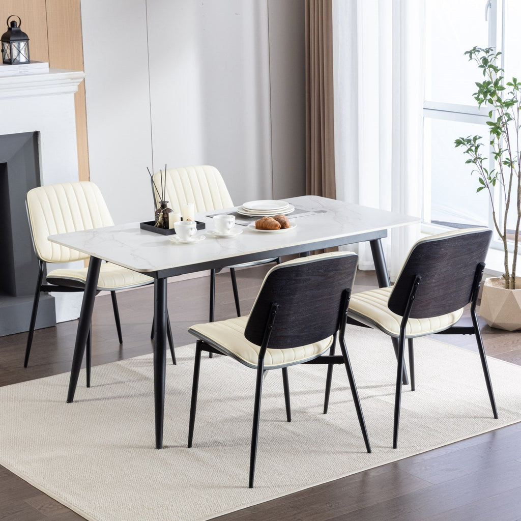 Mid Century Modern Retro Faux Leather Dining Chairs with Walnut Bentwood (Set of 2)