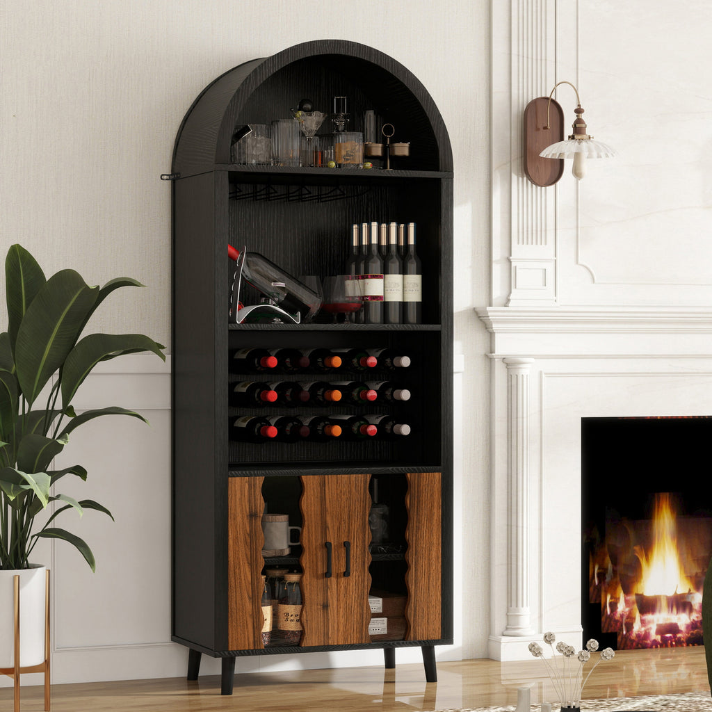 71'Farmhouse Arched Wine Bar Cabinet
