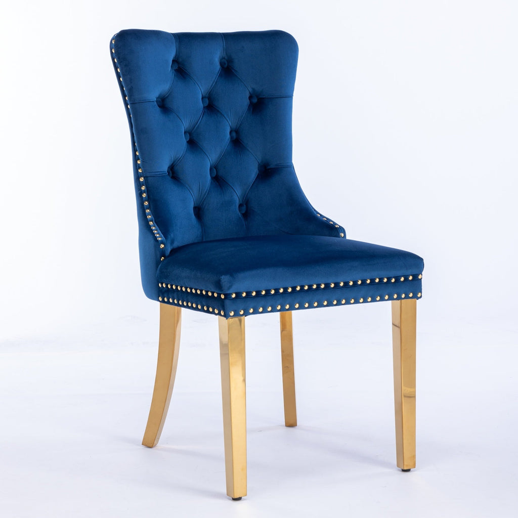 Modern High-end Tufted Solid Wood Velvet Dining Chairs (Set of 2)