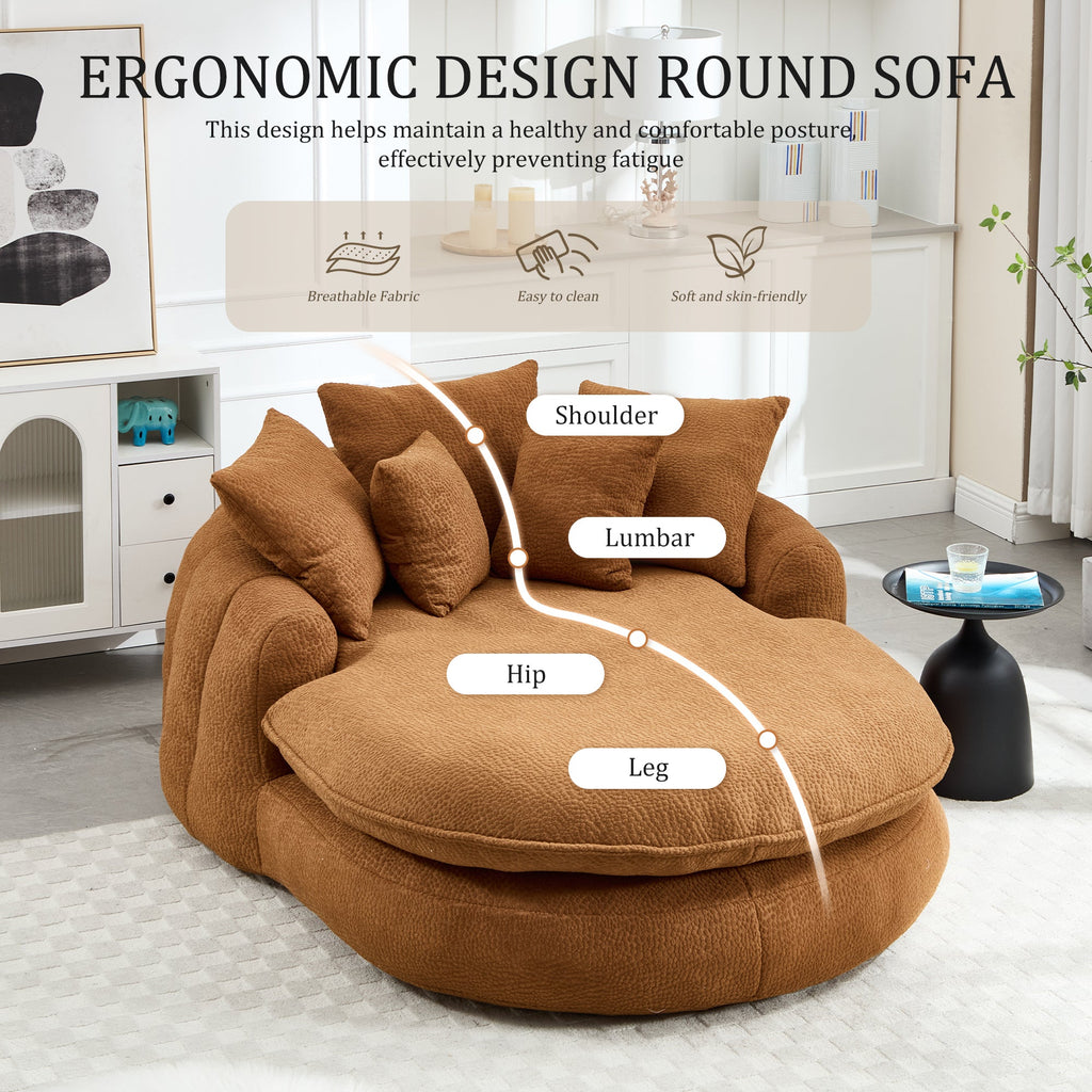Oversized Oval Upholstered Bean Bag Sofa