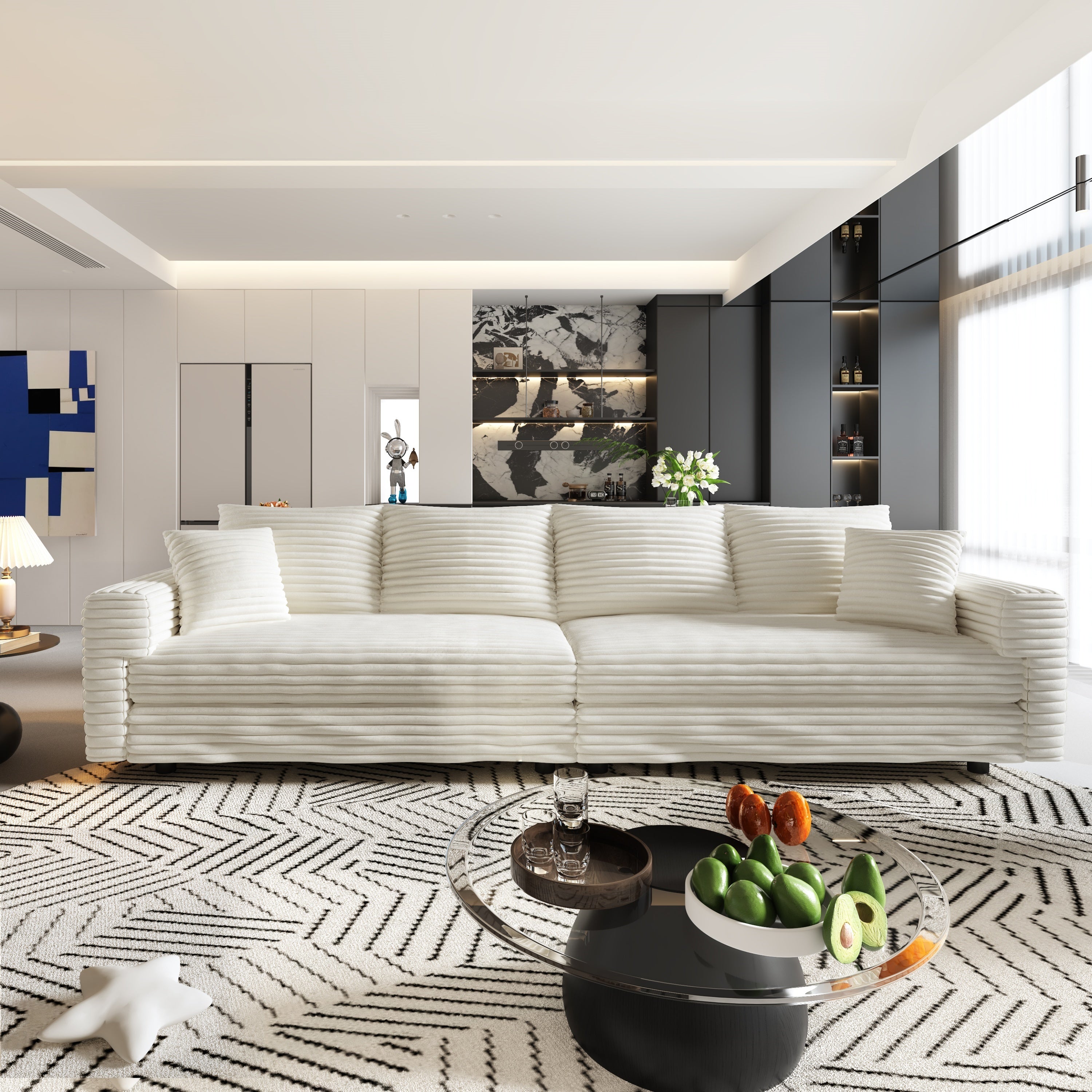 82.7' Modern Comfy Cloud Couch Sofa with Soft Pillows + Ottomans Option