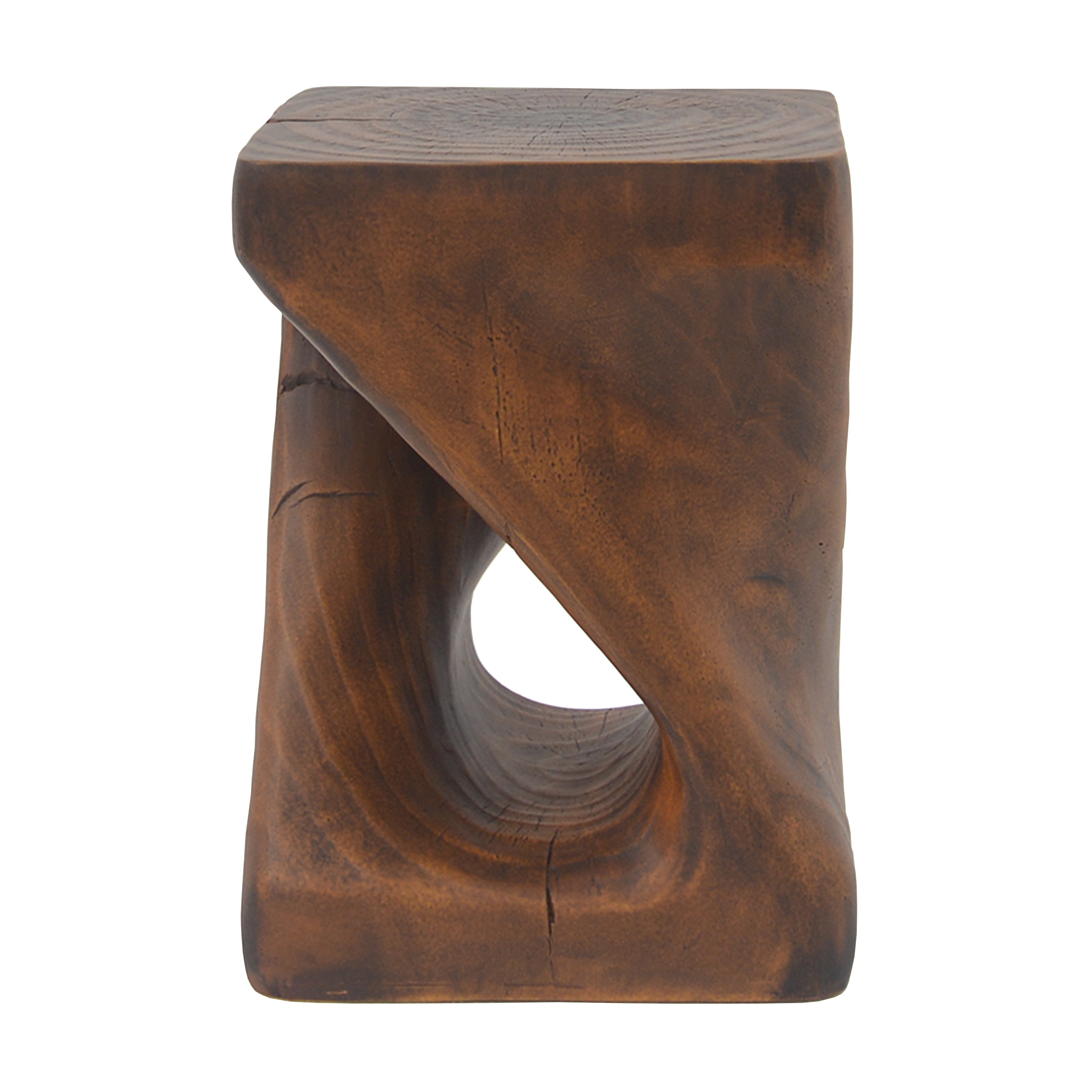 Twist Shape Side Table with Wood-like Texture
