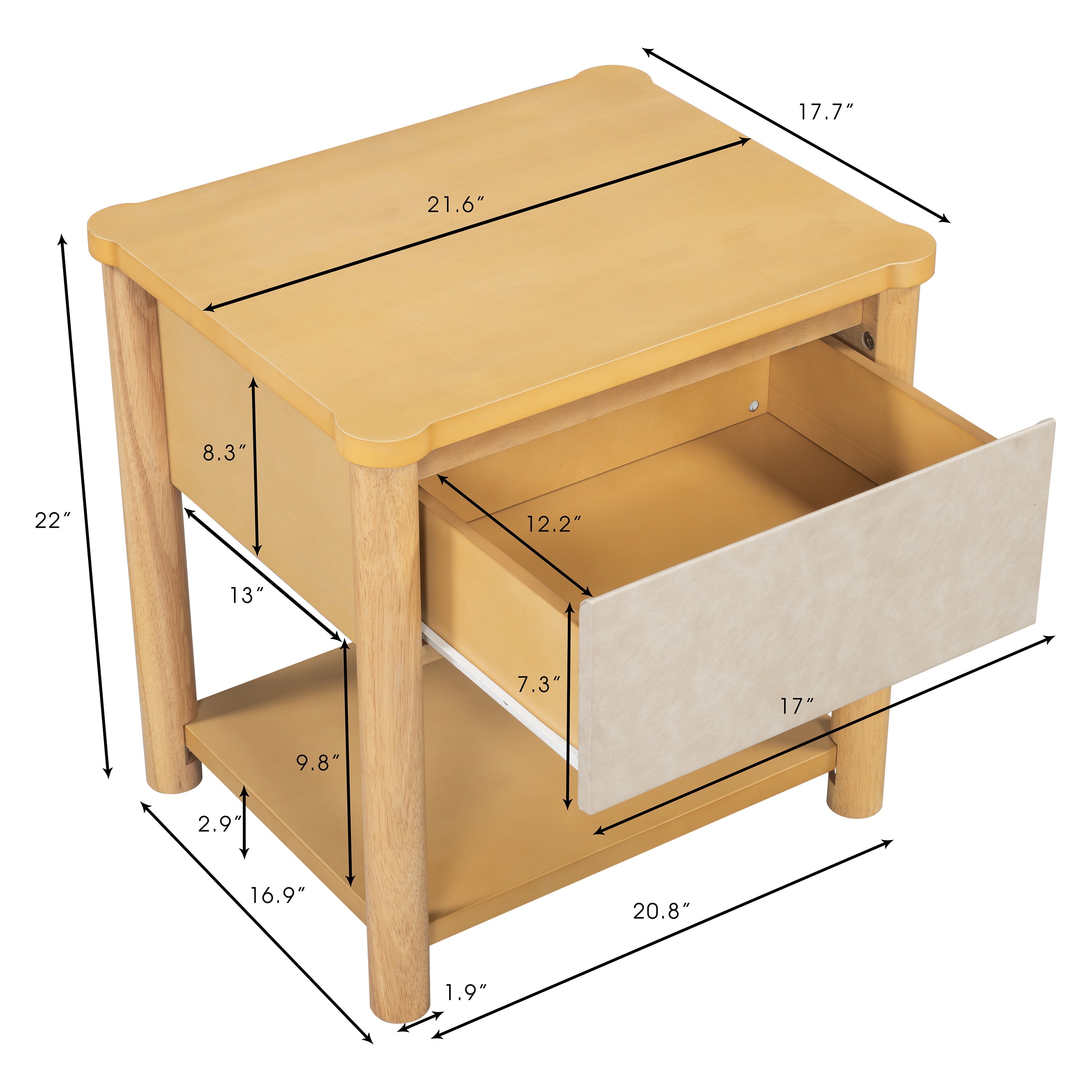 Modern Queen Bed Frame Set with 2 Nightstands